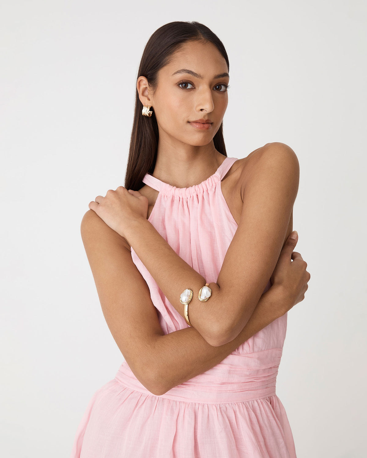 Clara Pearl Statement Bracelet in gold — view 1