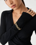 Leona Chunky Bracelet in gold — fabric detail