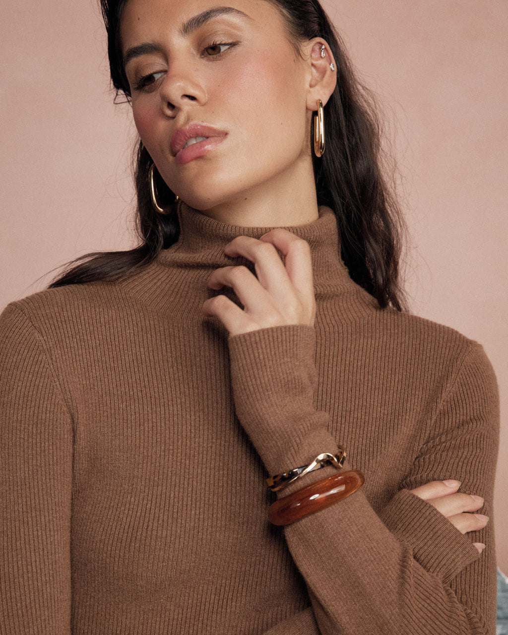 Amber Gold Cuff in marbled amber — view 1