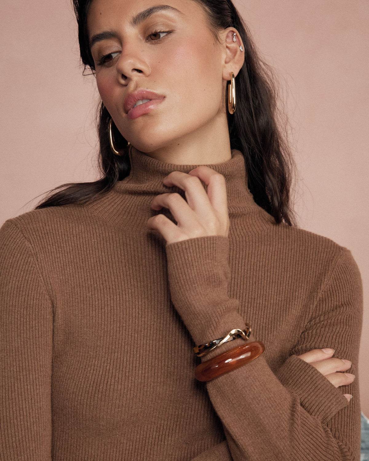 Amber Gold Cuff in marbled amber — view 1