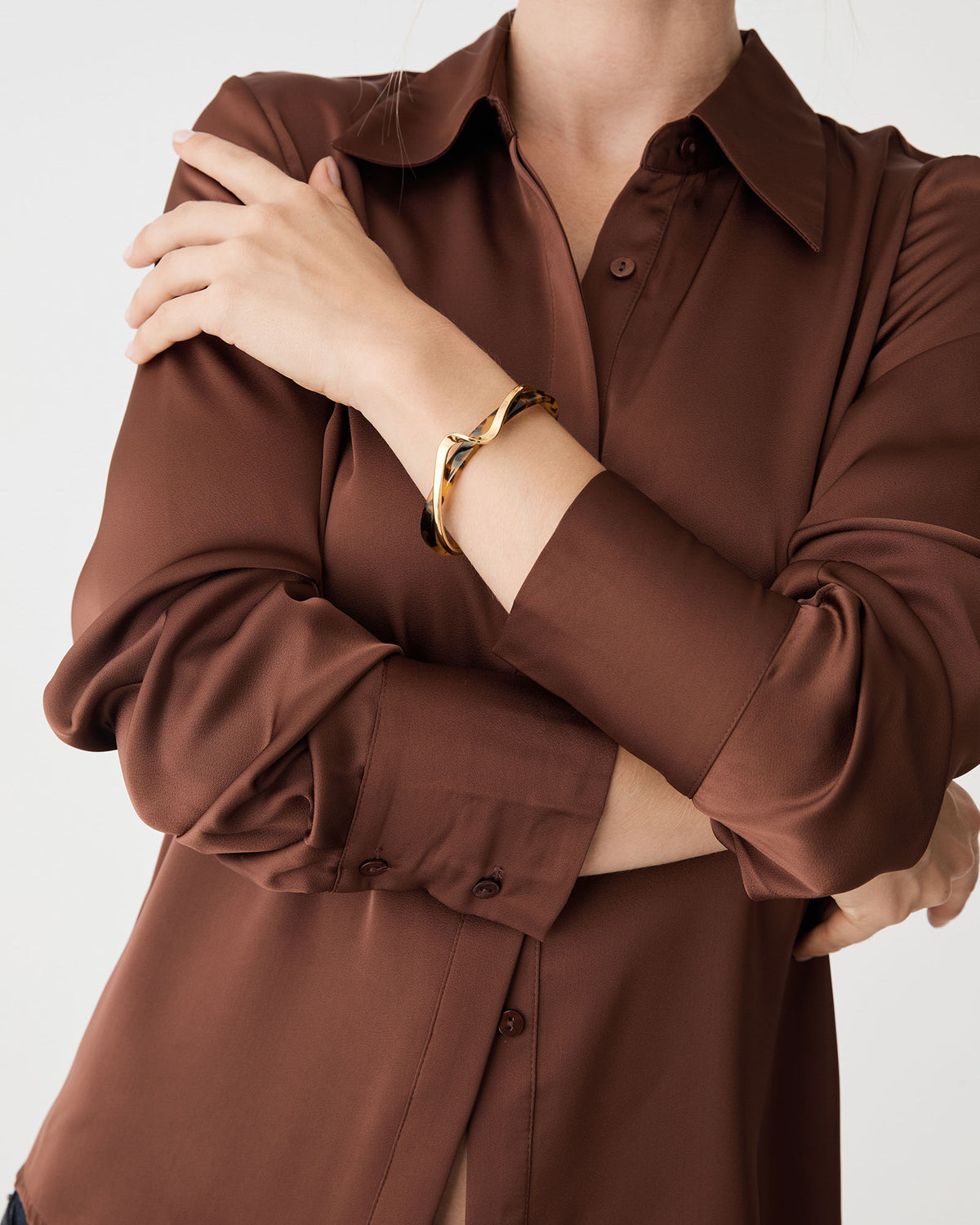 Amber Gold Cuff in marbled amber — view 4