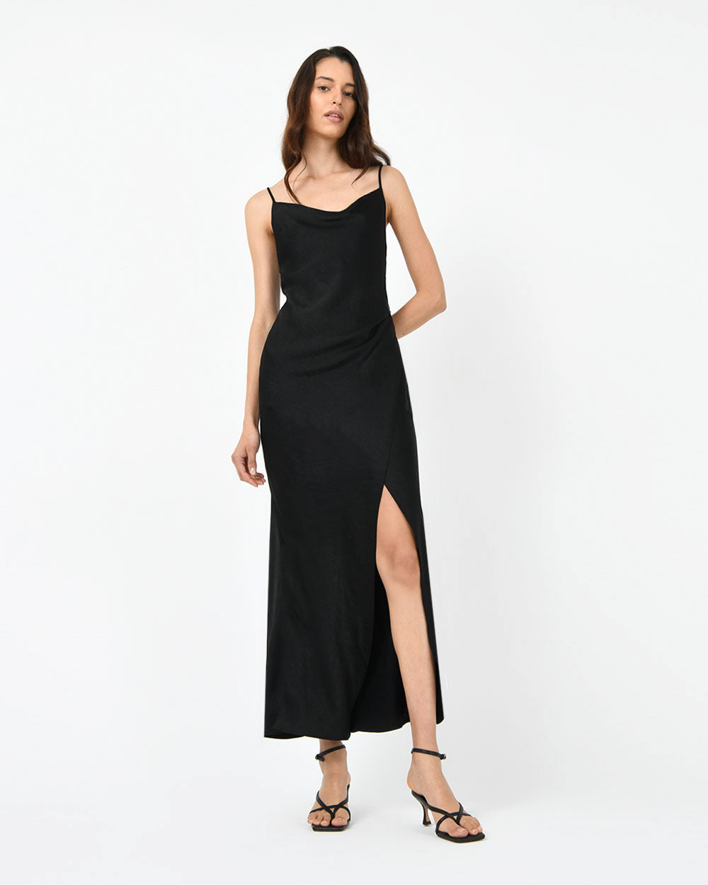 Isabel Low-Back Dress in black — full-length view 2