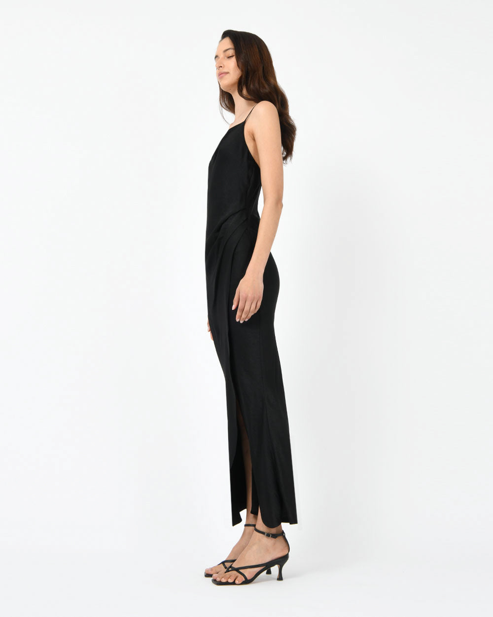 Isabel Low-Back Dress in black — side view