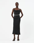 Safa Bias Slip Dress in black — full-length view