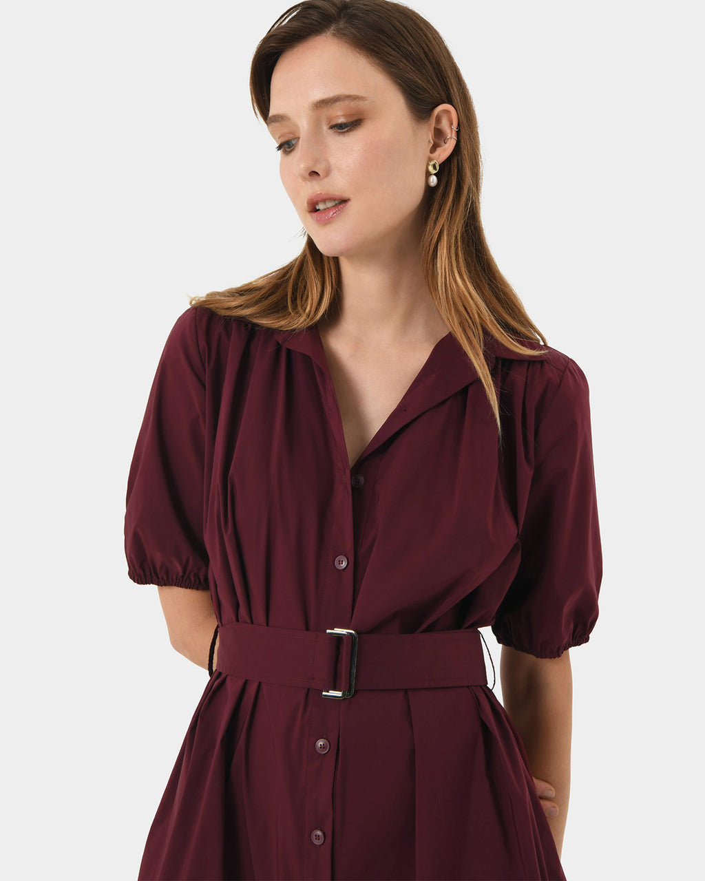 Dallia Shirt Dress in plum — view 3