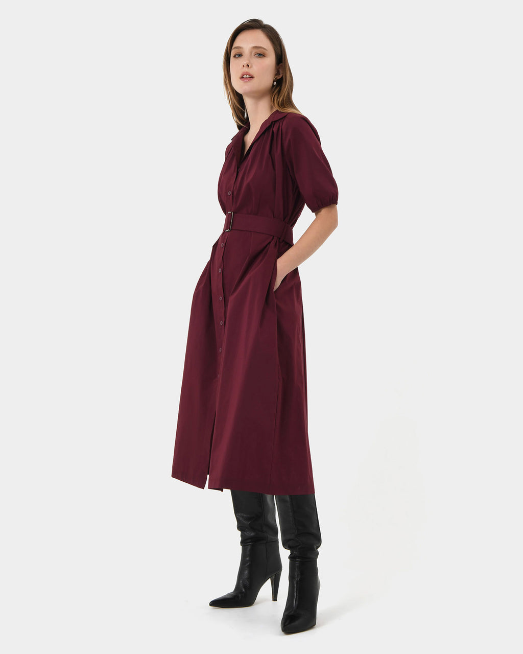 Dallia Shirt Dress in plum — view 4