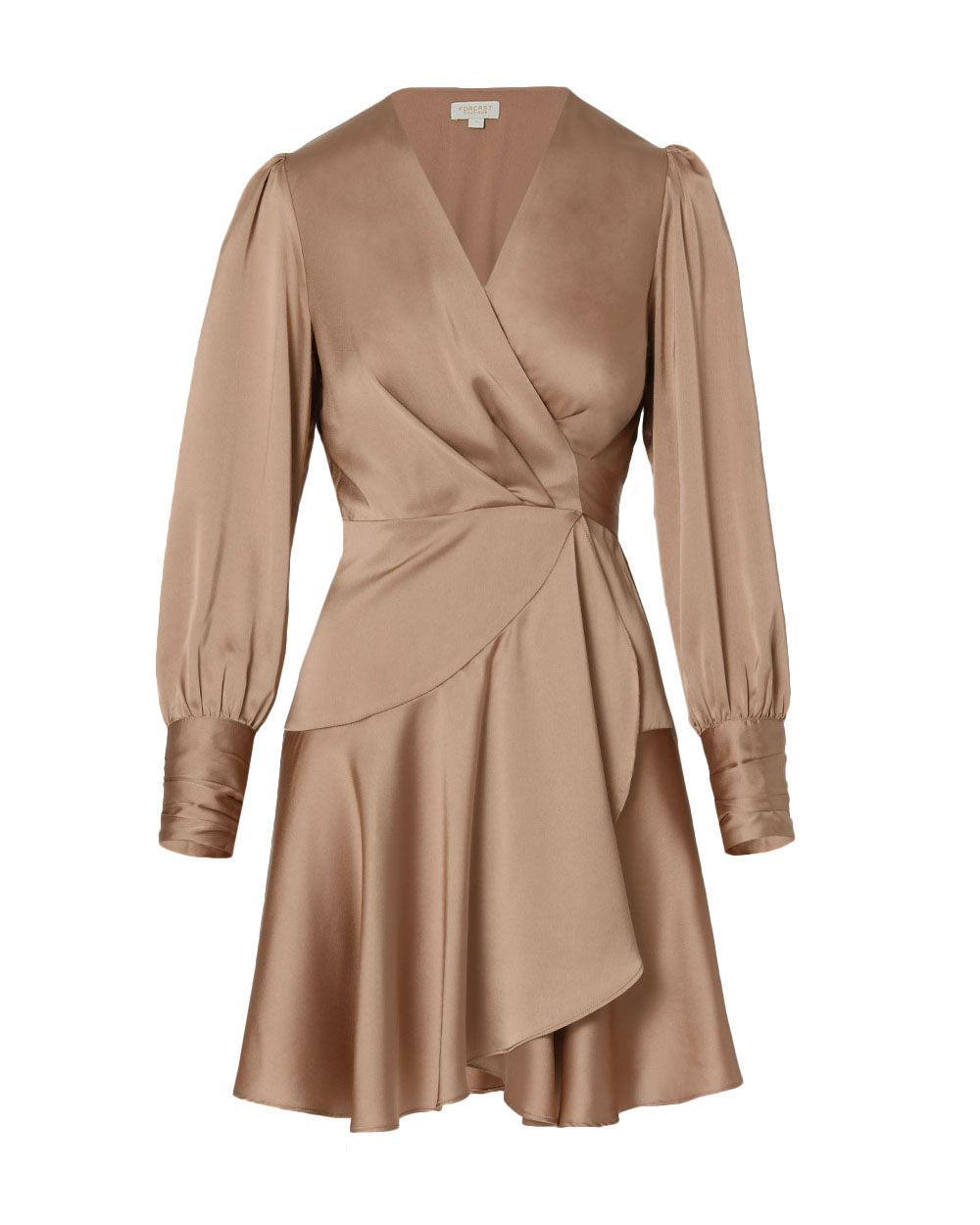 Penny Long Sleeve Wrap Dress in bronze — product-only view