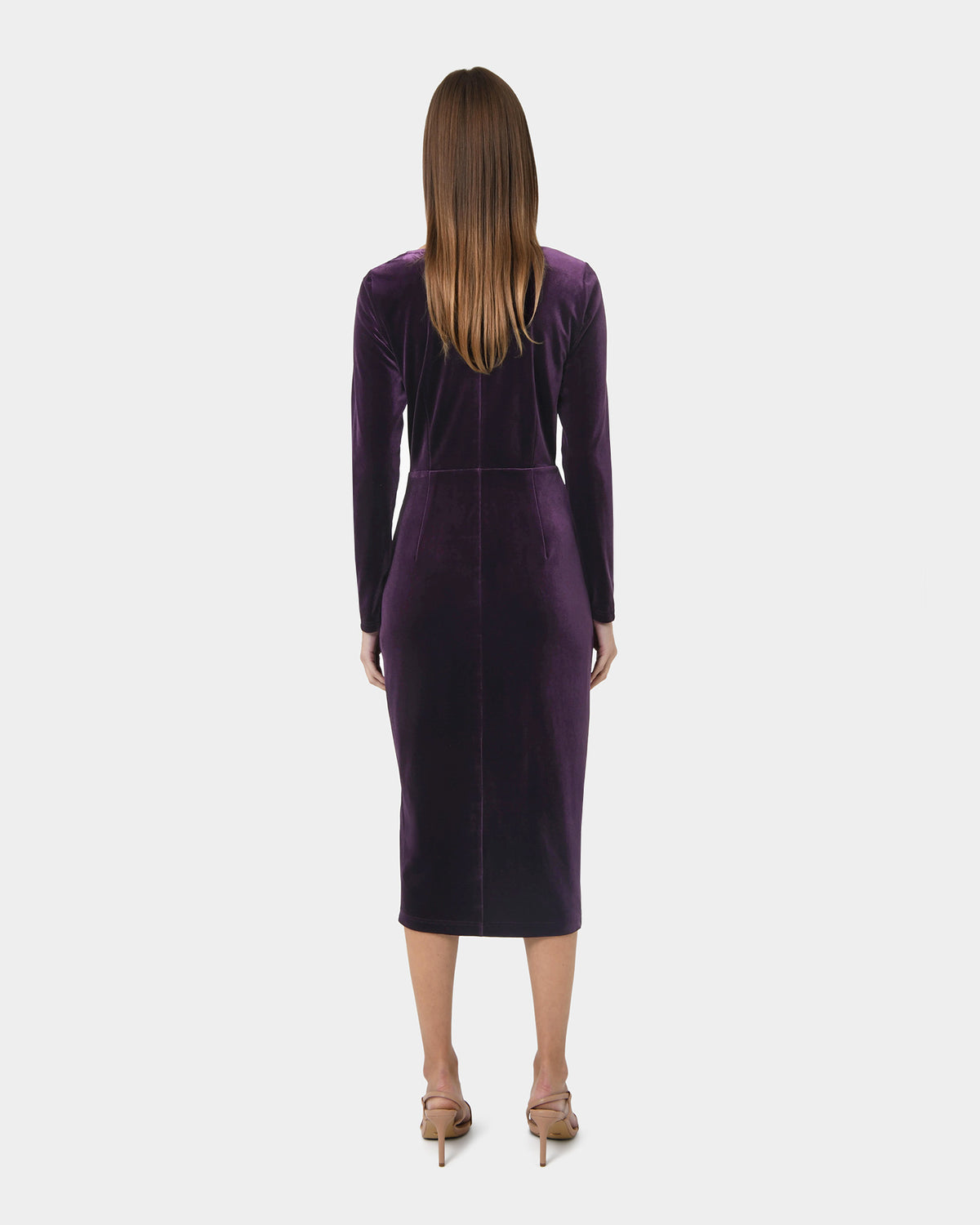 Miabella Draped Dress in purple — back view