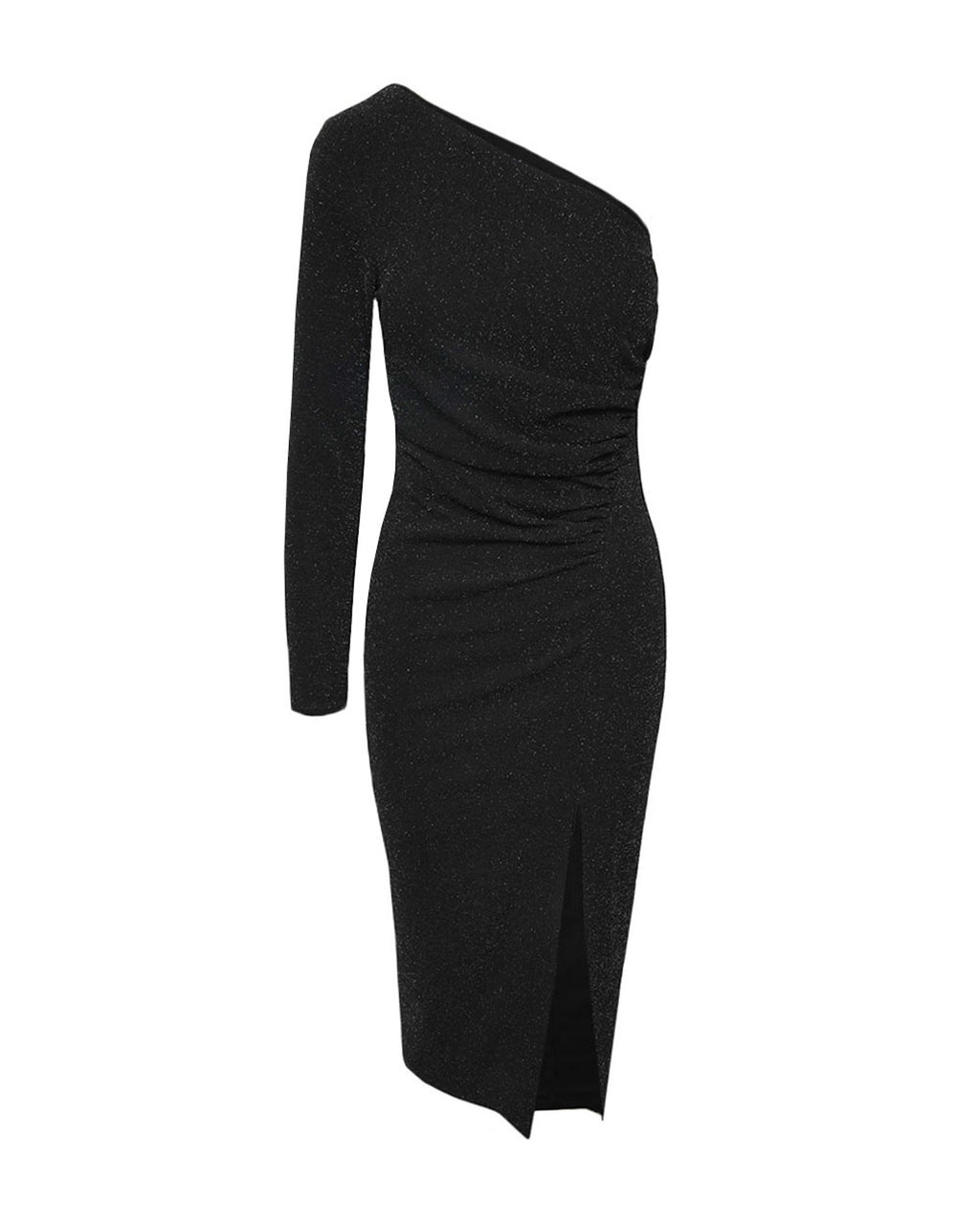 Maris Assymetric Glitter Dress in black — product-only view