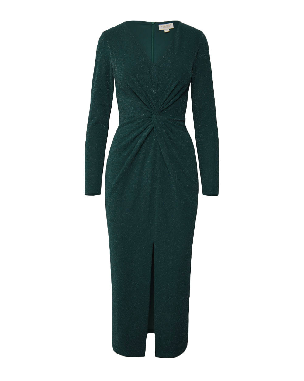 Giada Twist Knit Glitter Dress in green — product-only view