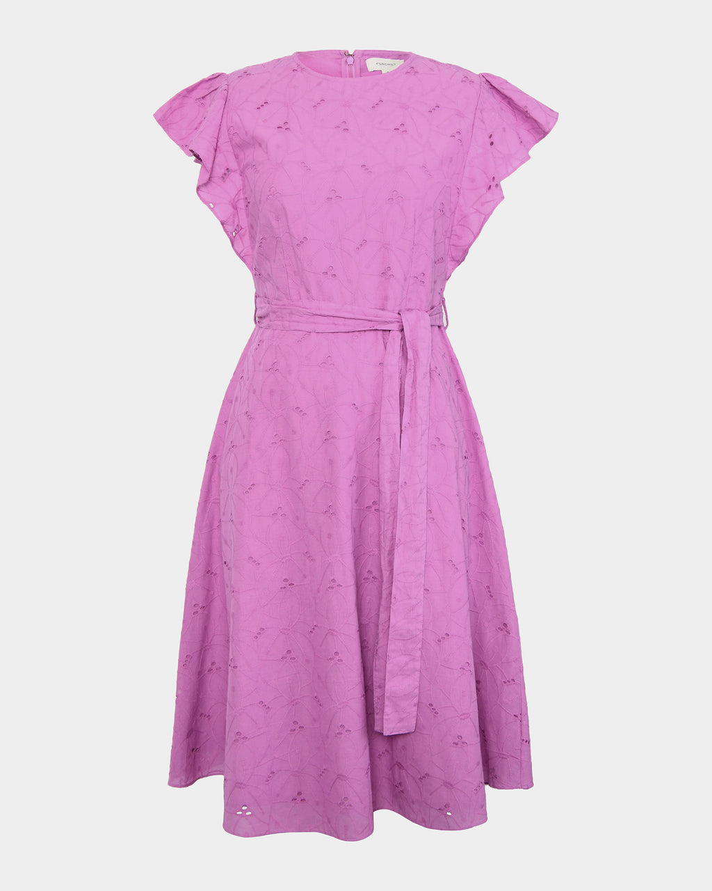 Kavya Tie-Waist Cotton Dress in bright orchid — product-only view