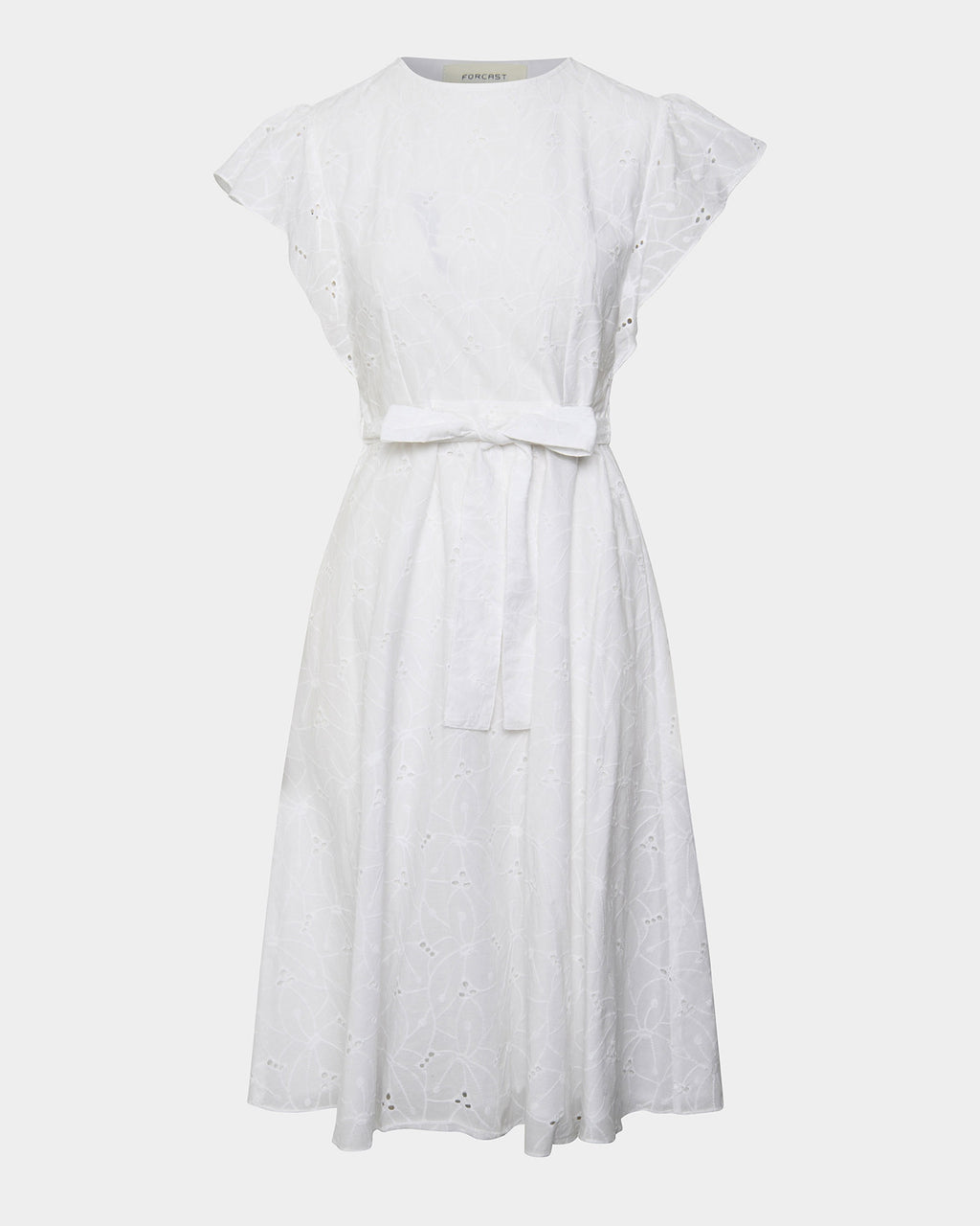 Kavya Tie-Waist Cotton Dress in white — product-only view