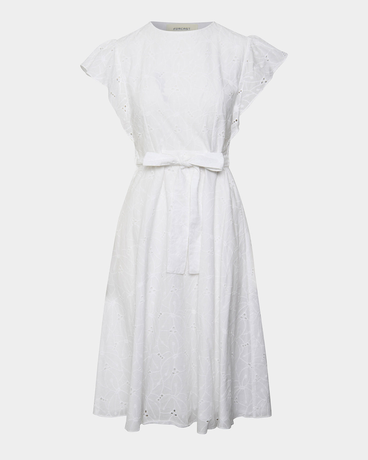 Kavya Tie-Waist Cotton Dress in white — product-only view