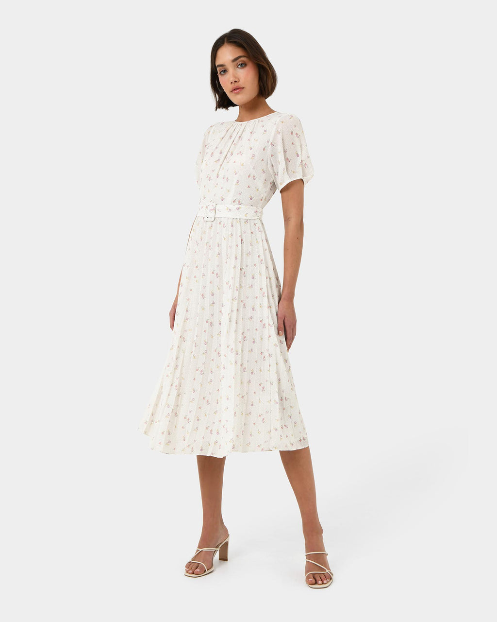 Etta Floral Pleated Dress in floral print — side view