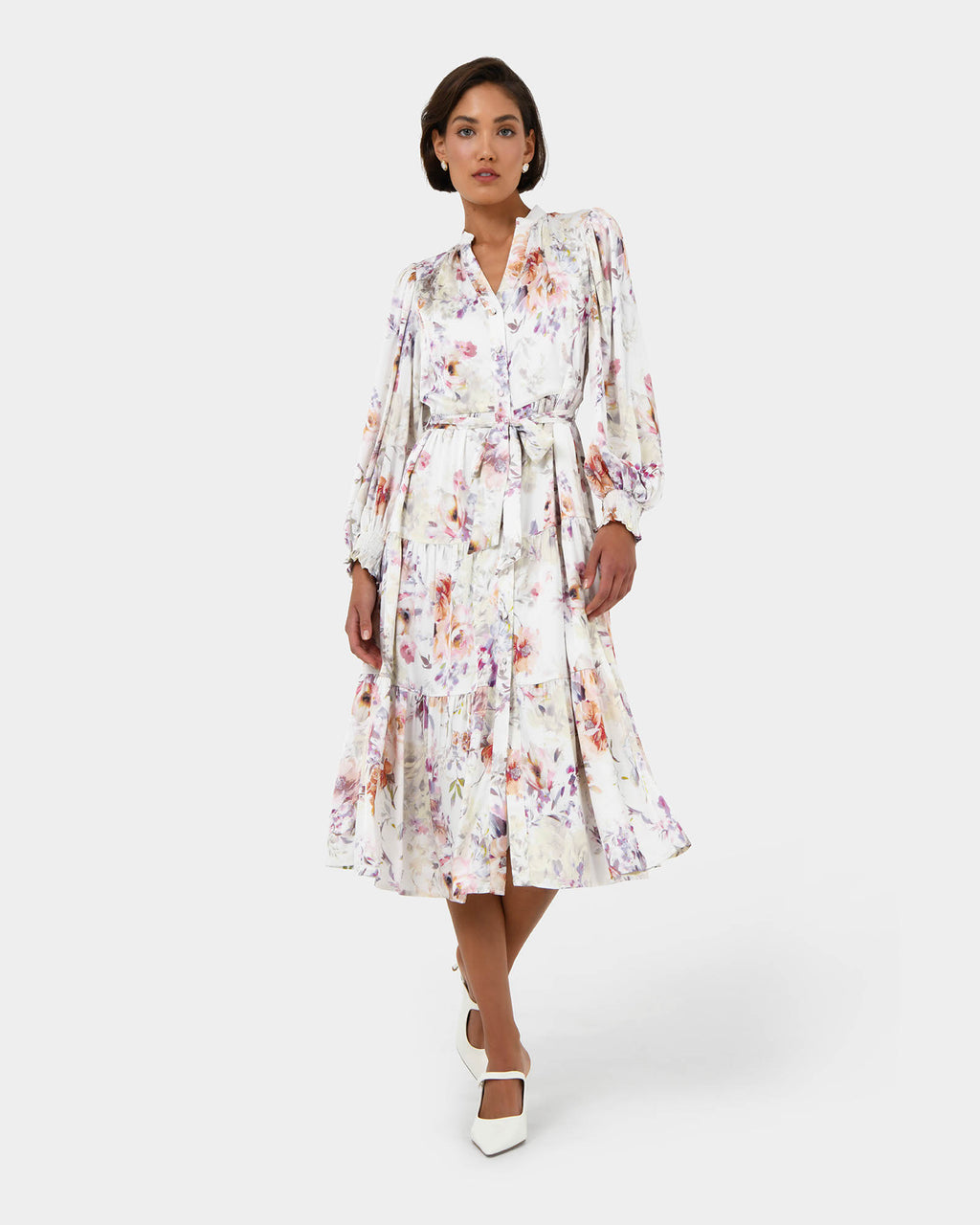 Rosy Floral Tiered Dress