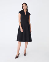 Juno Panel Ponte Dress in black — full-length view
