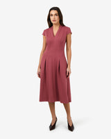Juno Panel Ponte Dress in brick — full-length view