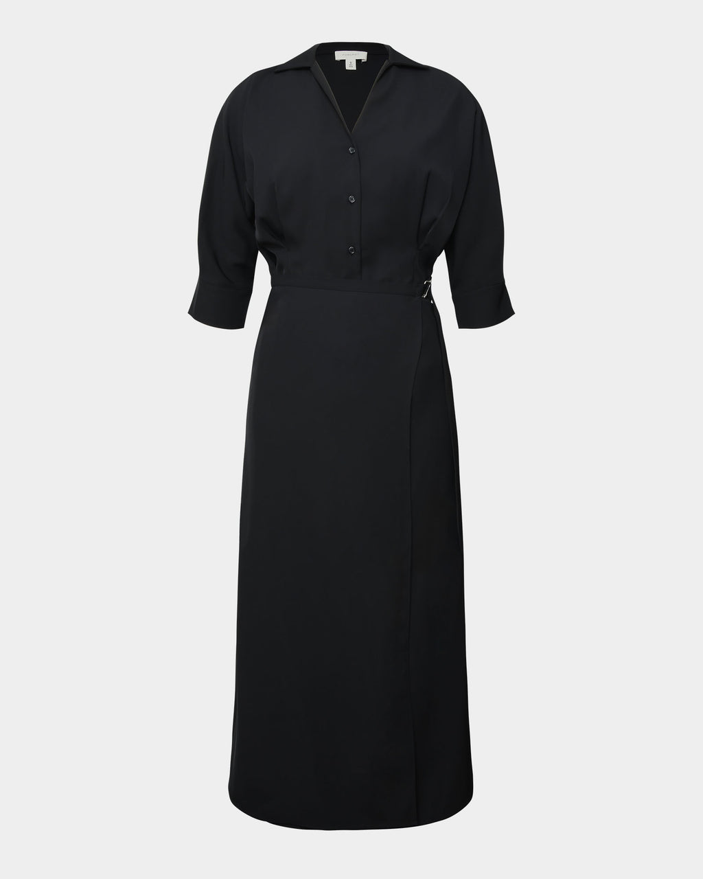 Betty Wrap Tie Dress in black — product-only view