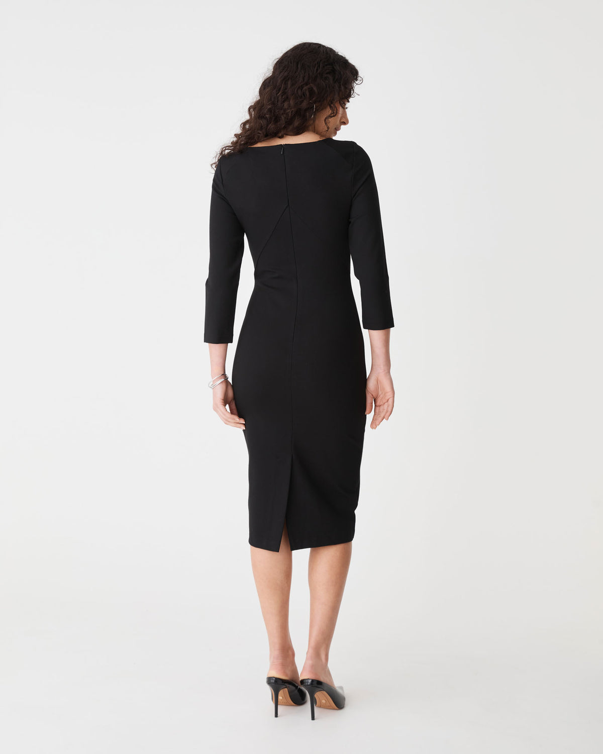 Sutton Ponte Dress in black — back view