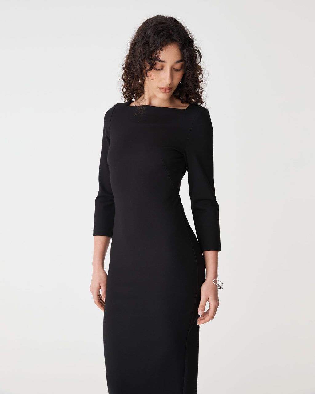 Sutton Ponte Dress in black — close-up view