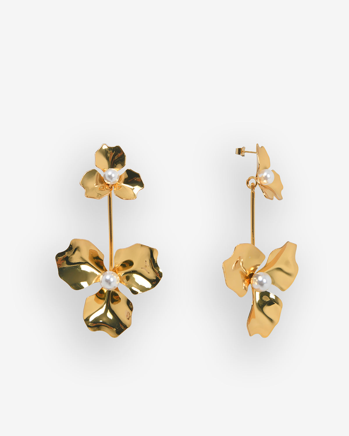Magnolia Bold Floral Earrings in gold — product-only view