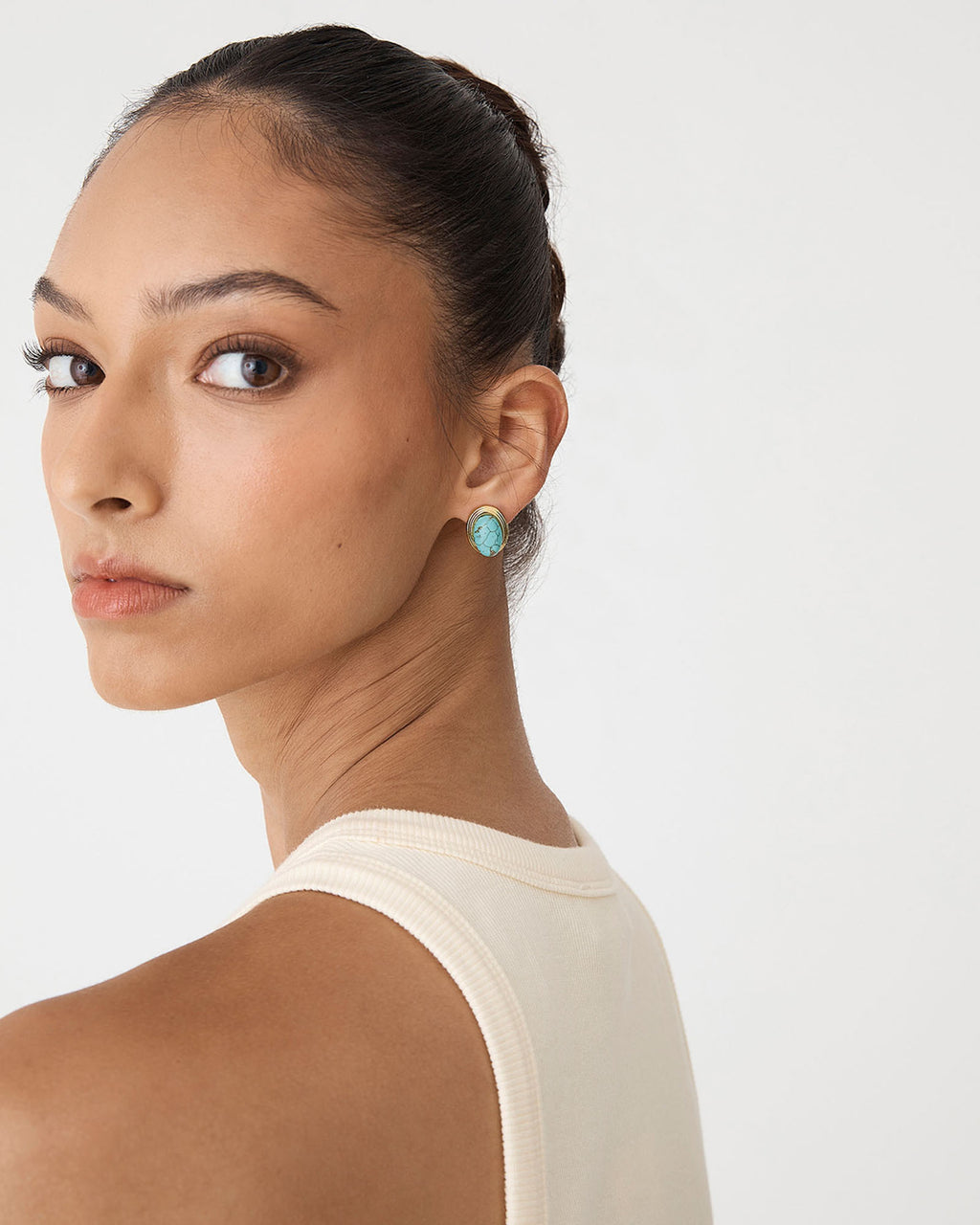 Sienna Stone Earrings in turquoise gold — view 1