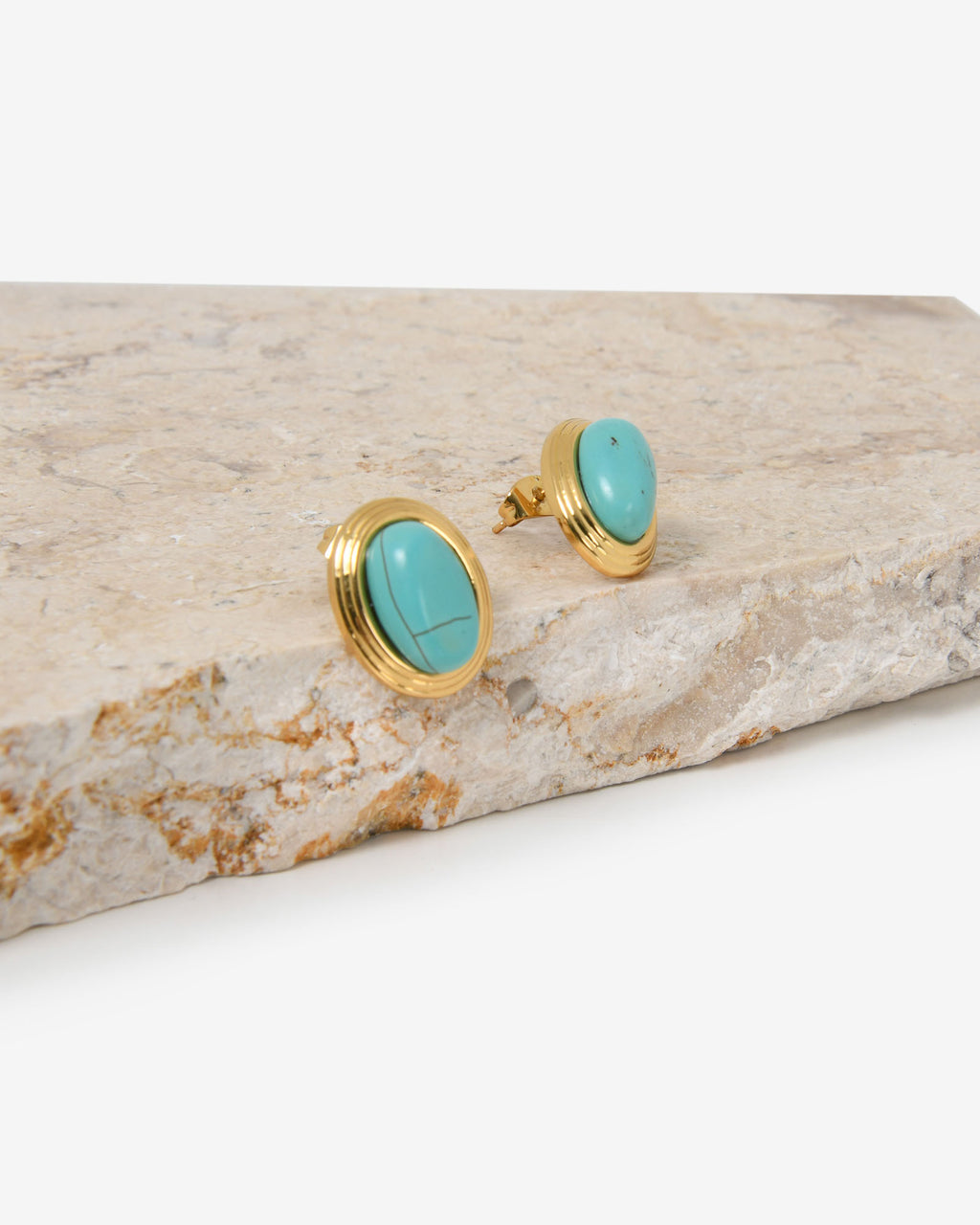 Sienna Stone Earrings in turquoise gold — view 5