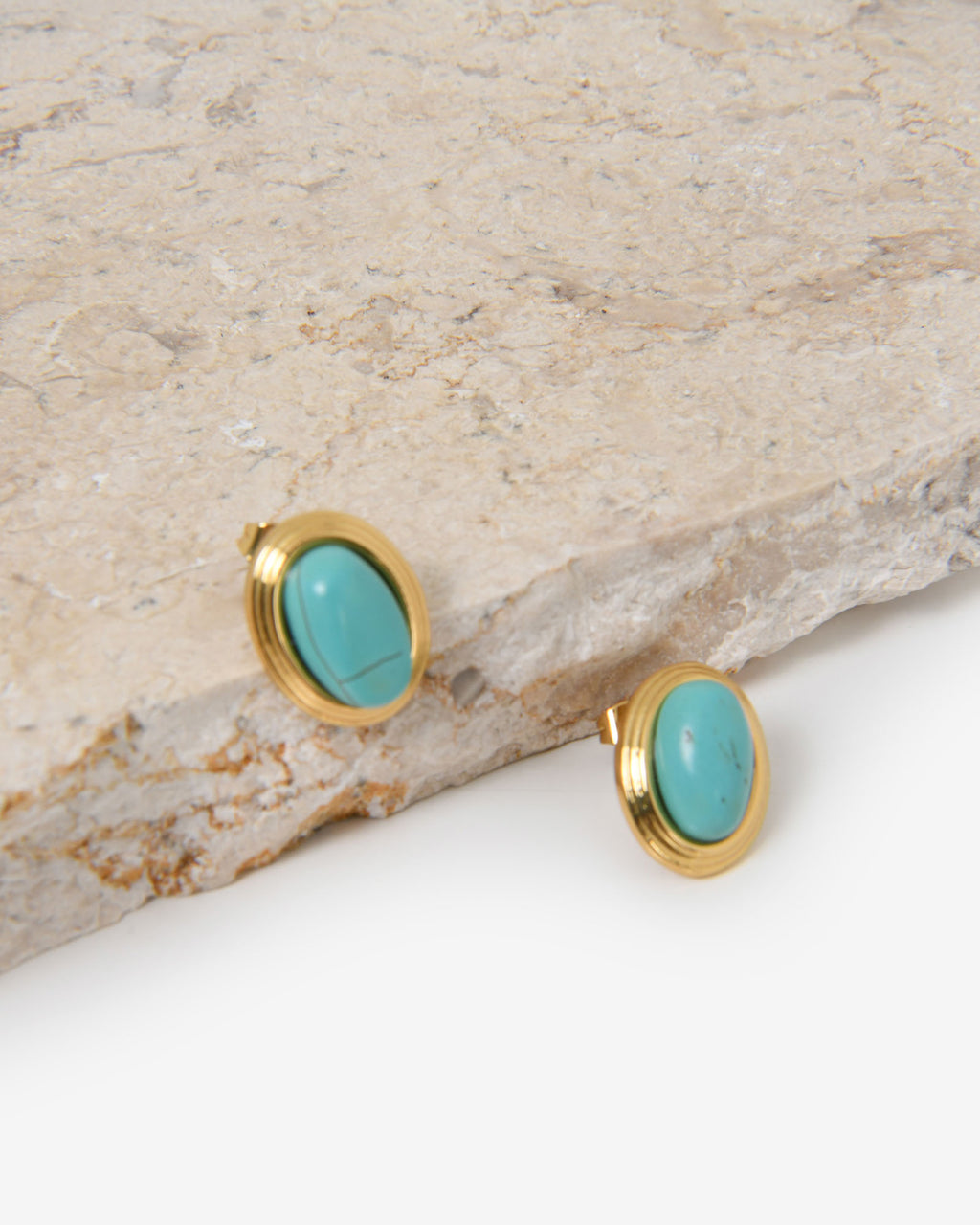 Sienna Stone Earrings in turquoise gold — view 4