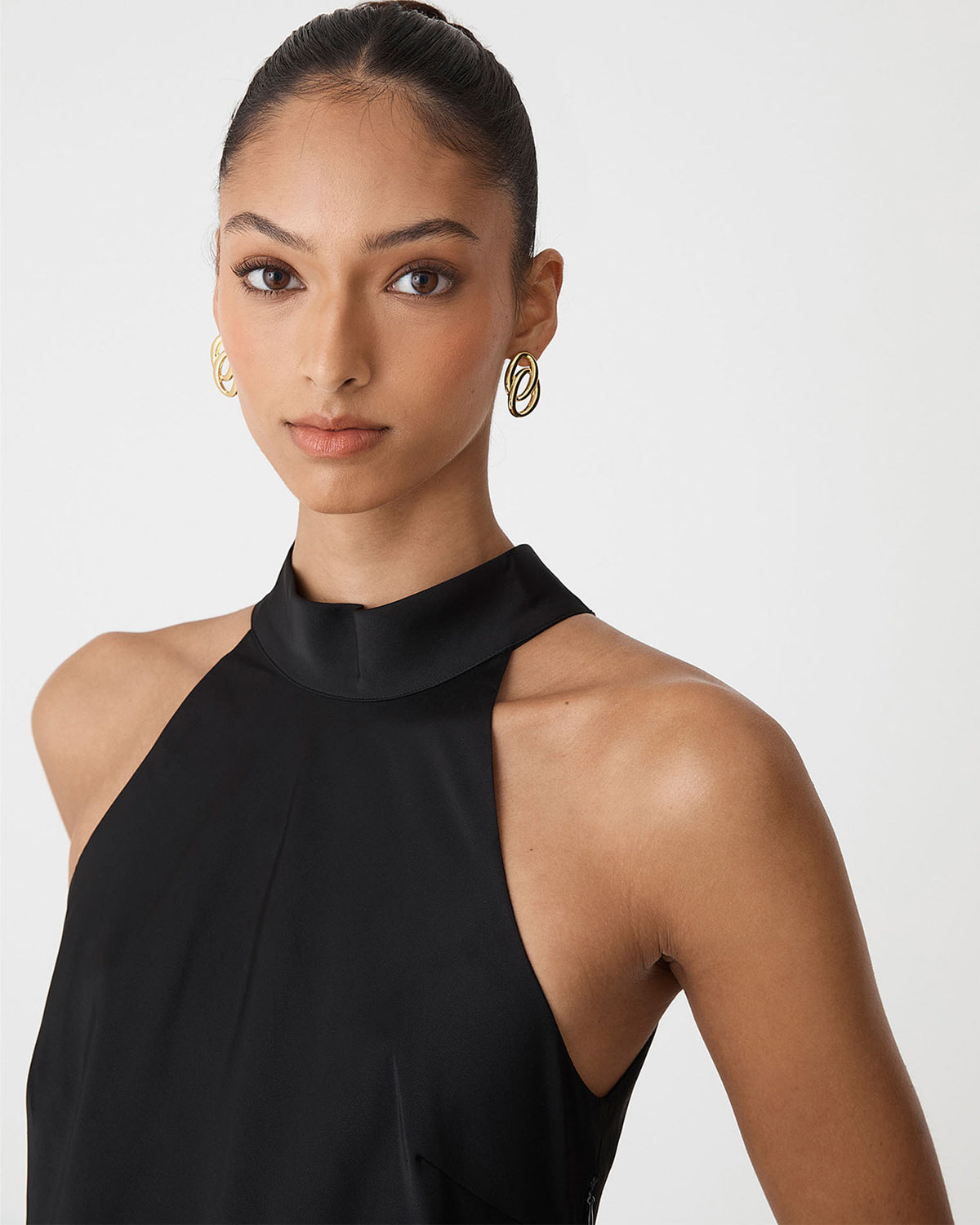 Lupita Gold Loop Earrings in gold — fabric detail 2