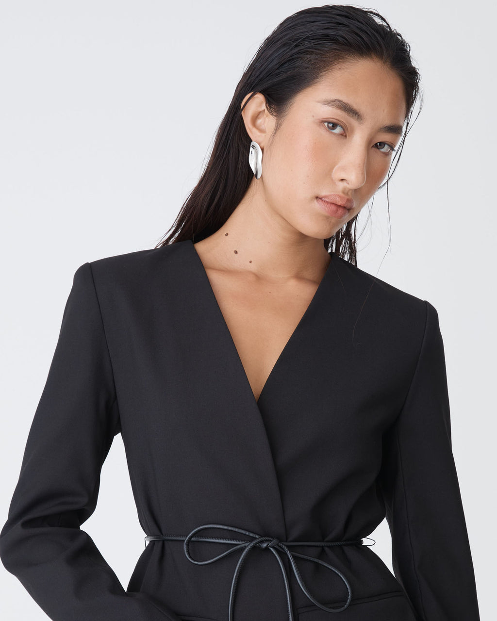 Cleo Statement Earrings in silver — view 2