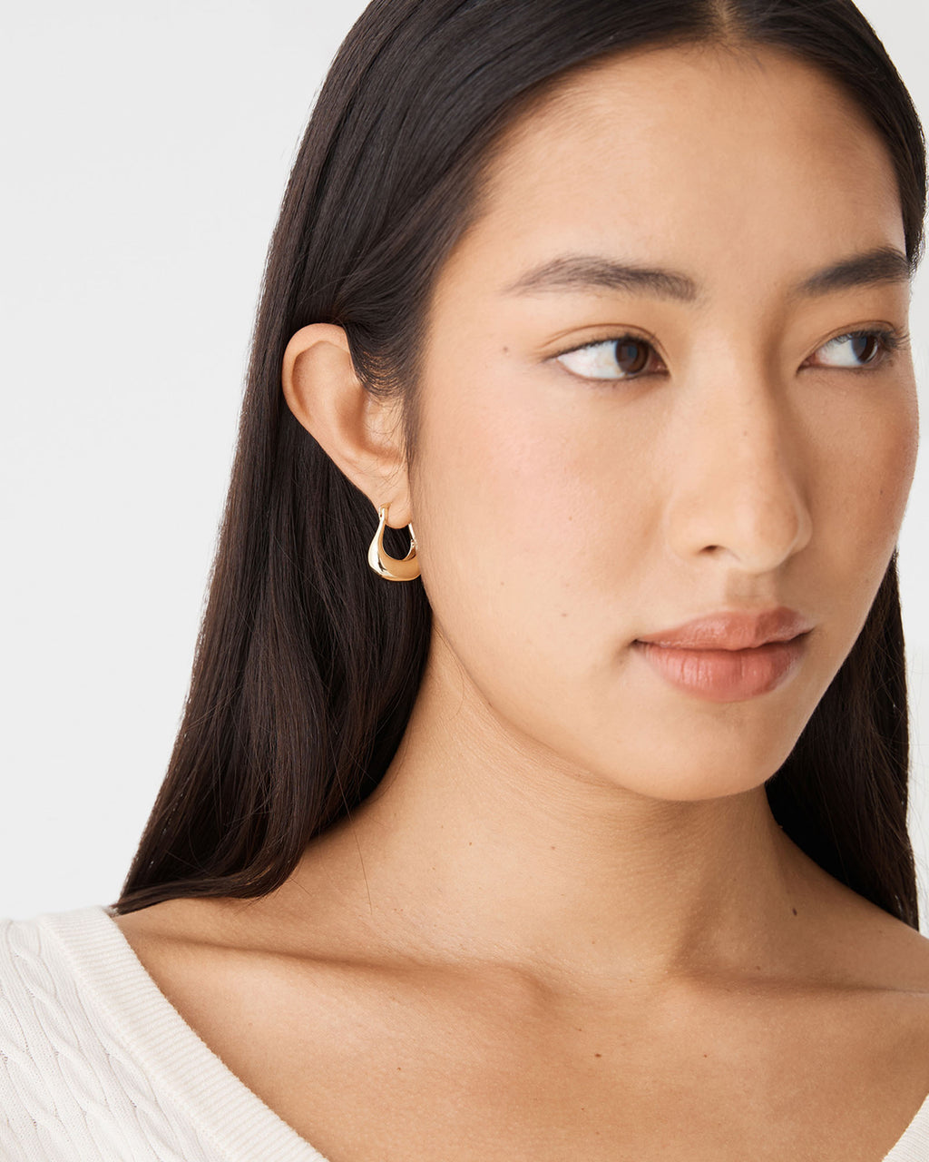 Mariana Hoop Earrings in gold — fabric detail