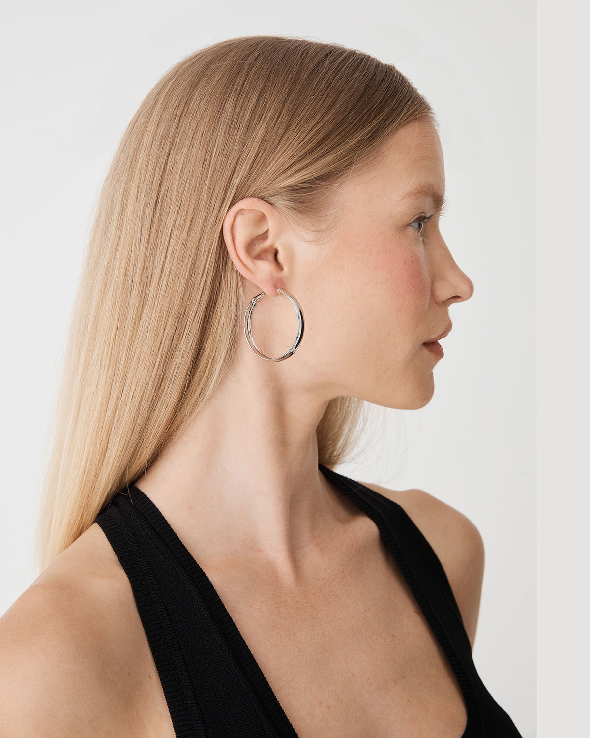 Aurelia Hoop Earrings in silver — side view