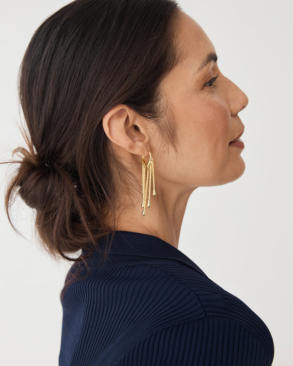 Paula Drop Earrings in gold — fabric detail 2