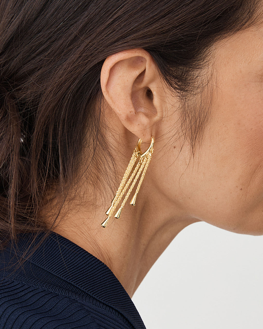 Paula Drop Earrings in gold — fabric detail 3