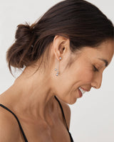 Sofia Chain Earrings in silver — fabric detail