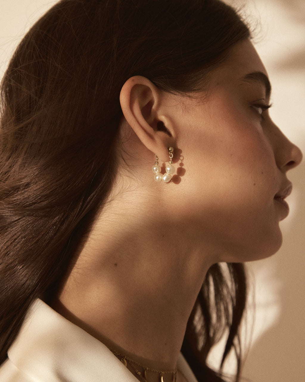 Amelie Pearl Earrings in gold pearl — product-only view