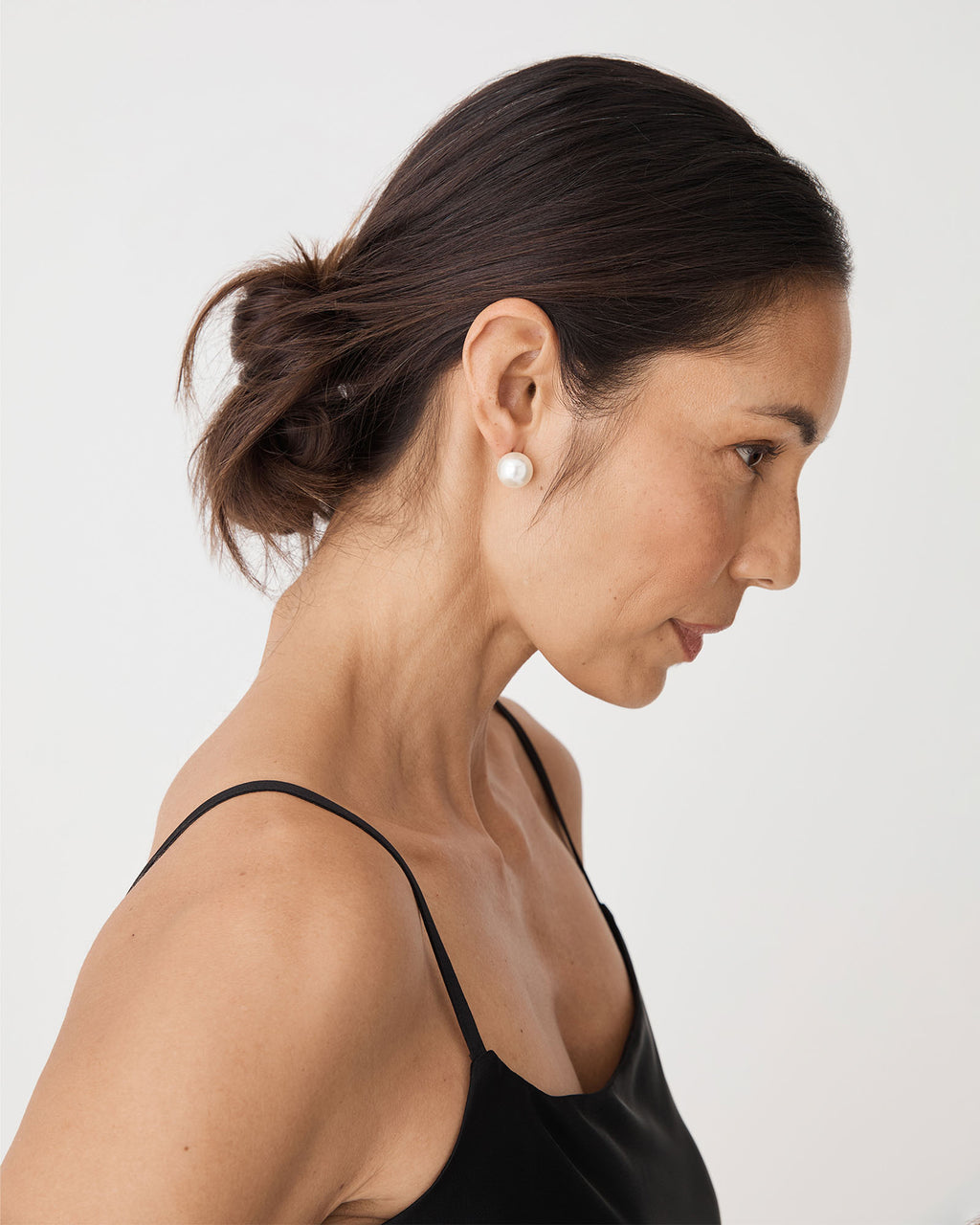 Pepa Pearl Stud Earrings in pearl — fabric detail 2