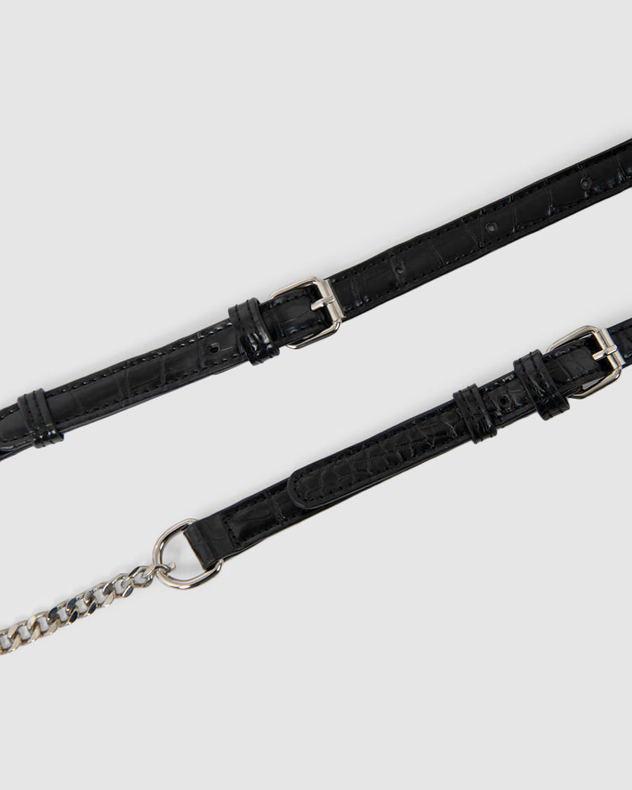 Macey Croc Embossed 2 Strap Bag — fabric detail