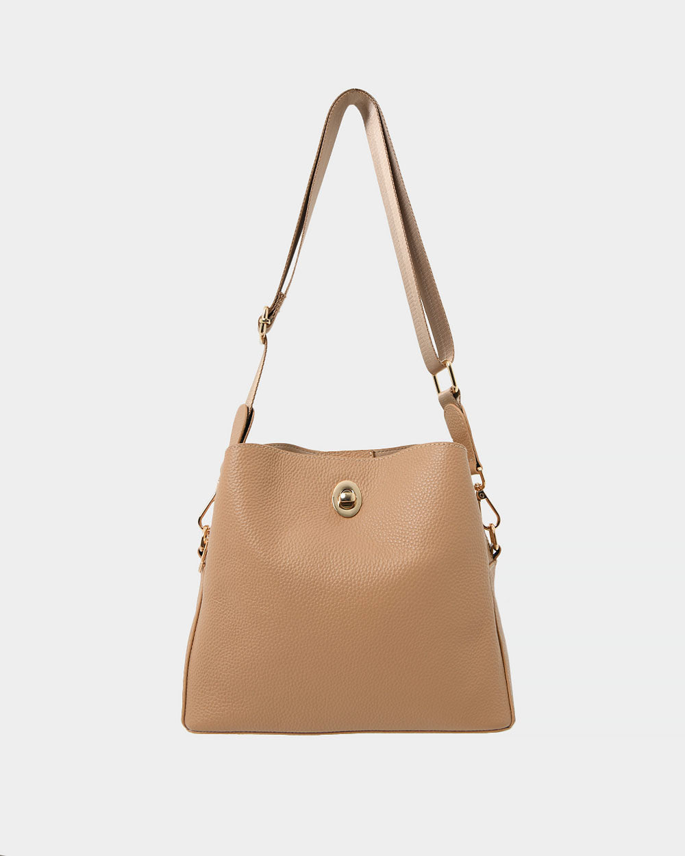 Ellia 2 Leather 3 Strap Bag in nude — view 3