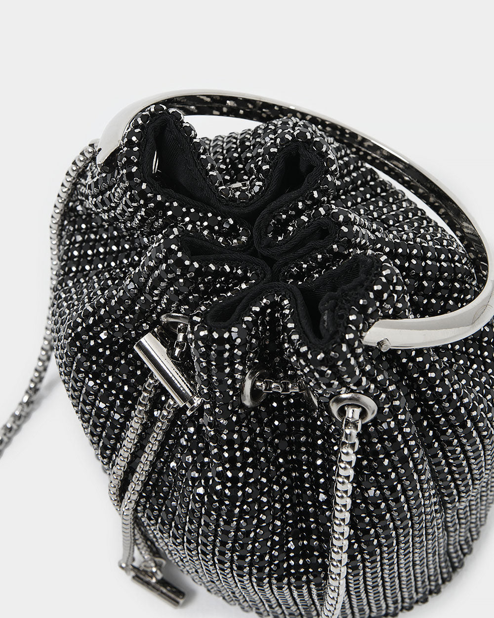 Skyla Crystal 2 Way Bag in black — fabric detail 2
