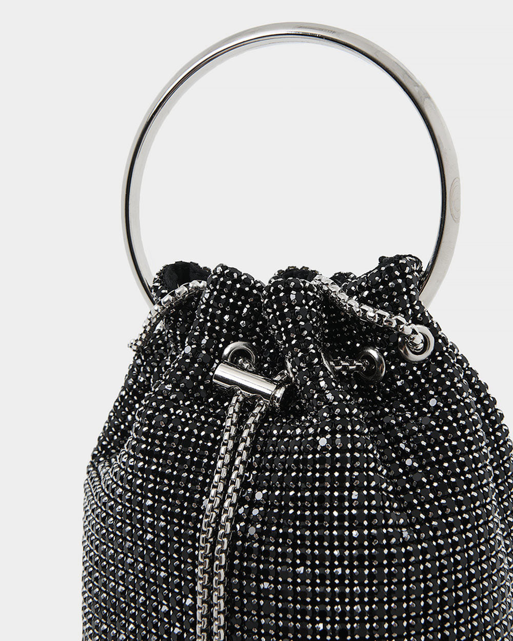 Skyla Crystal 2 Way Bag in black — fabric detail 3