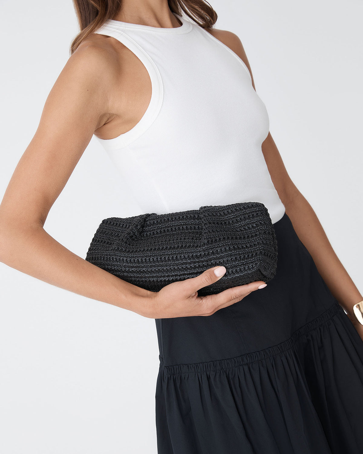 Coral Raffia Clutch Bag in black — view 2