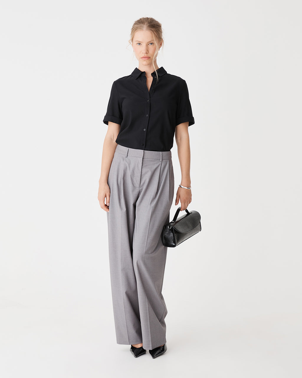 Monaco Croc Bag in black — fabric detail