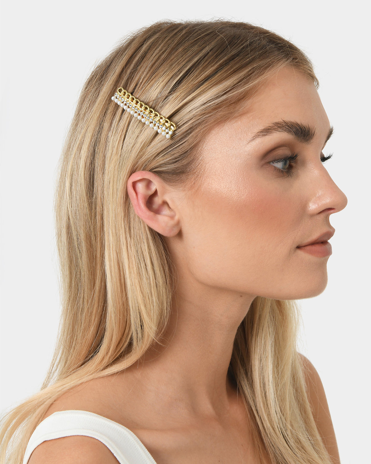 Lila 4pc Hair Pin Set in gold — fabric detail 2