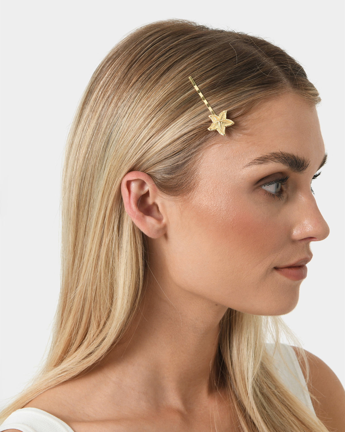 Lila 4pc Hair Pin Set in gold — fabric detail 4