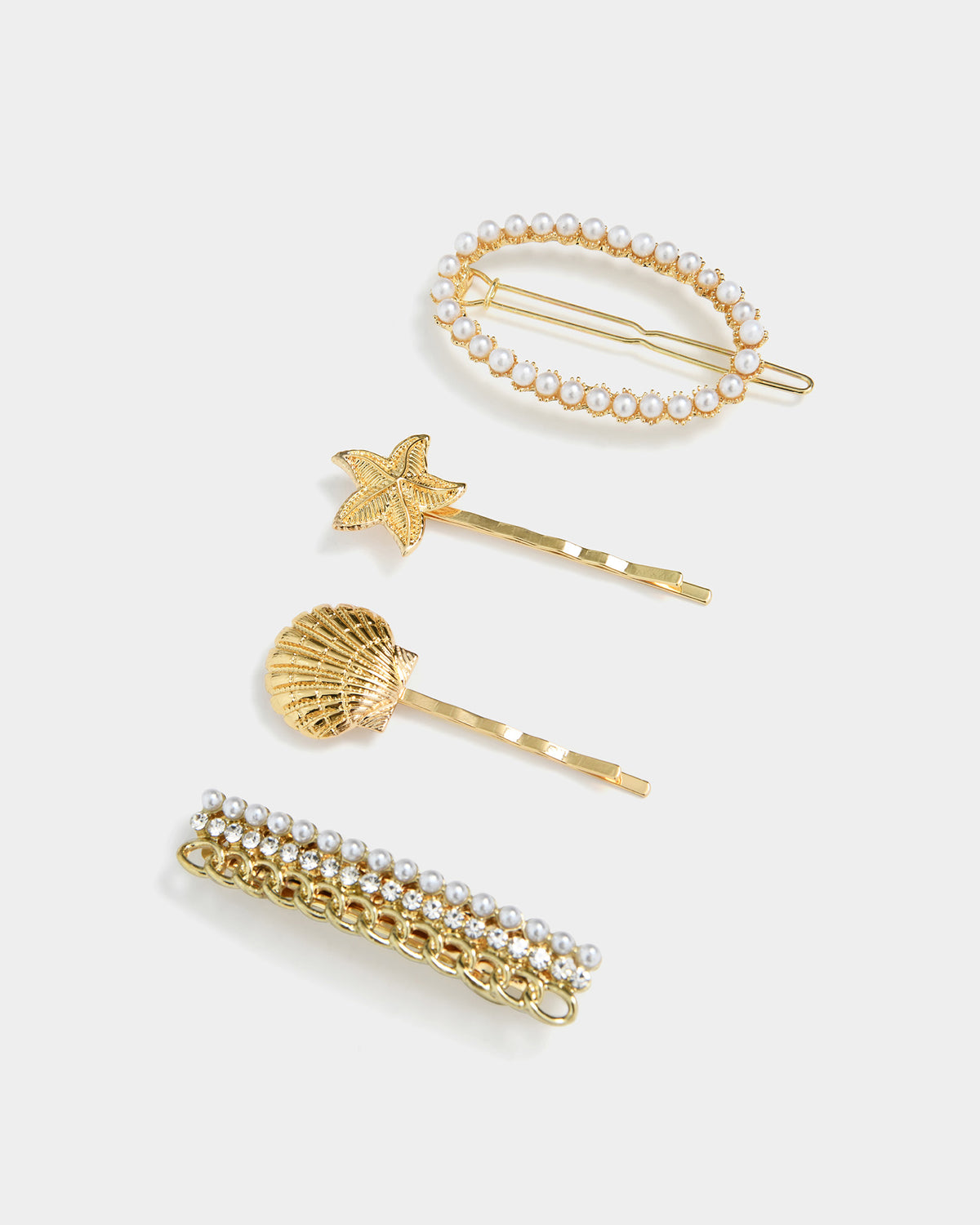 Lila 4pc Hair Pin Set in gold — product-only view