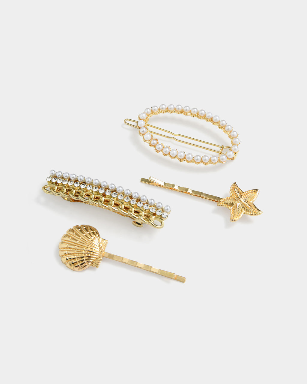 Lila 4pc Hair Pin Set in gold — product-only view 3