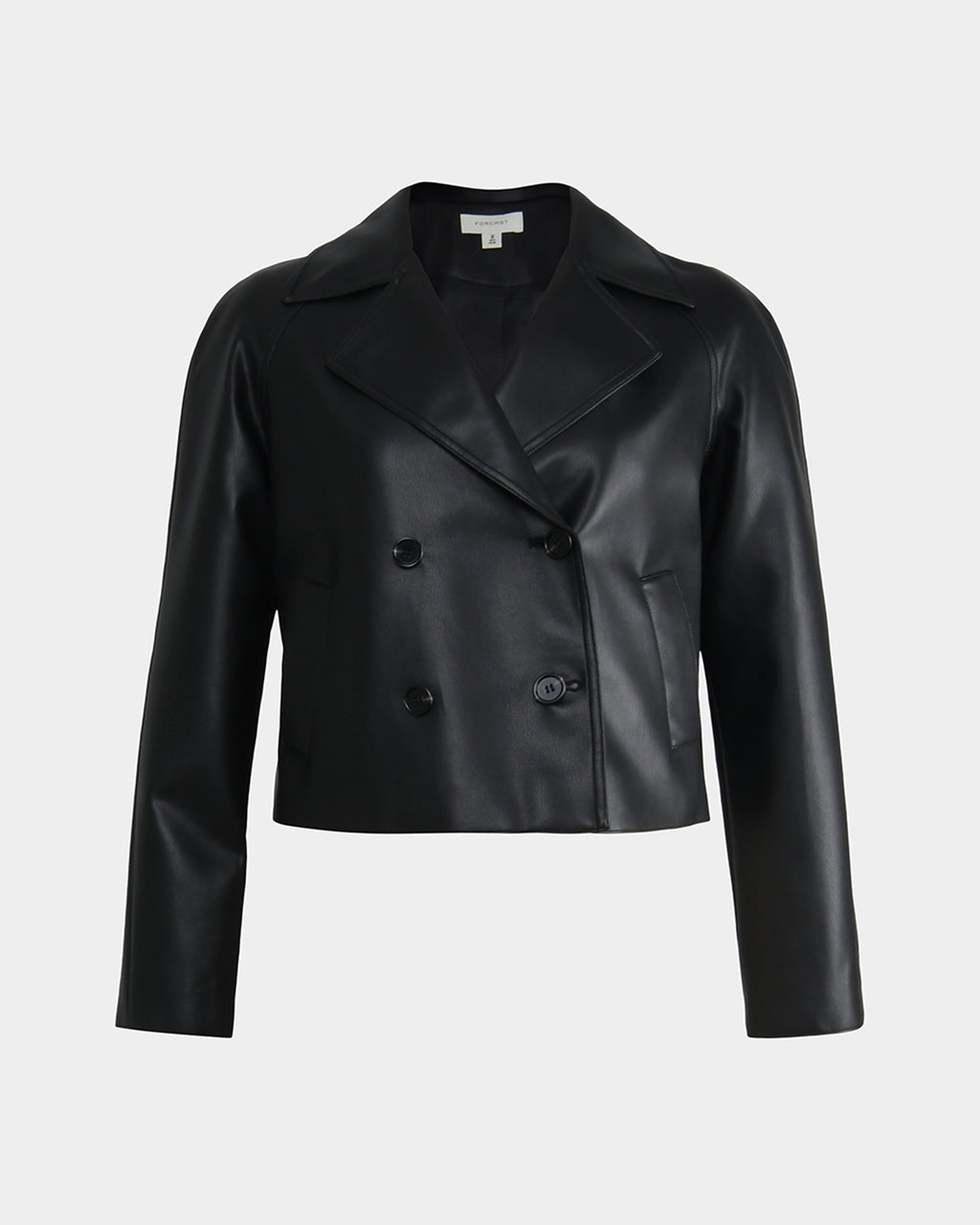 Kim Cropped PU Leather Jacket in black — product-only view