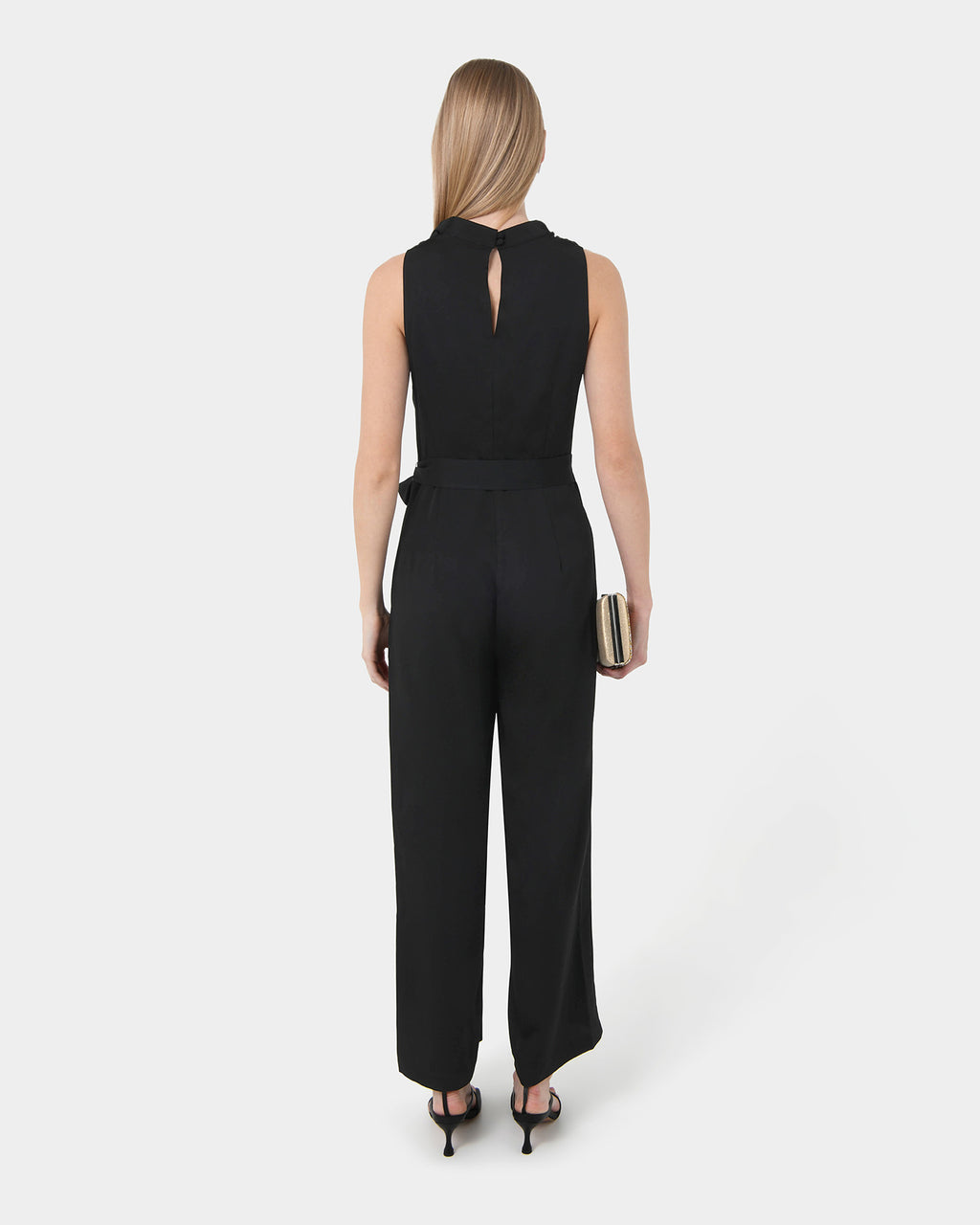 Kalista Cowl Neck Jumpsuit in black — back view