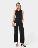 Kalista Cowl Neck Jumpsuit in black — full-length view